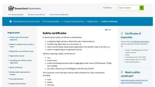 Safety certificates | Transport and motoring | Queensland Government