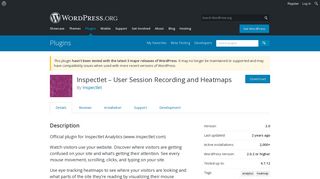 Inspectlet – User Session Recording and Heatmaps | WordPress.org
