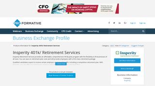 Insperity 401k/ Retirement Services Reviews, Ratings, & Comparisons