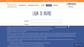 Inspire | Log-in - XYREM® Inspire Support Program