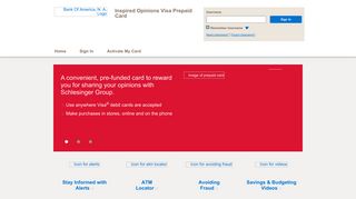 Inspired Opinions Visa Prepaid Card - Home Page - BankofAmerica