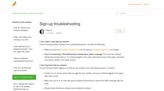 Sign-up troubleshooting – Instacart Onboarding