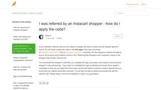 I was referred by an Instacart shopper - how do I apply the code ...