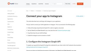 Connect your app to Instagram - Auth0