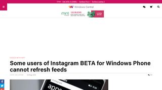 Some users of Instagram BETA for Windows Phone cannot refresh ...