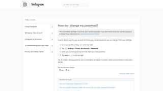 How do I change my password? | Instagram Help Center