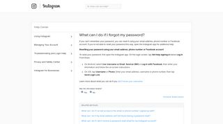 What can I do if I forgot my password? | Instagram Help Center