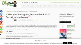 Get your Instagram Account back or fix Security code issues ...