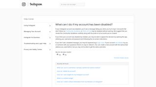 What can I do if my account has been disabled? | Instagram Help Center