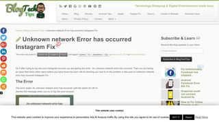 Unknown network Error has occurred Instagram Fix - BlogTechTips