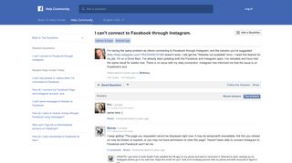 I can't connect to Facebook through Instagram. | Facebook Help ...