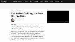 How To Post On Instagram From PC - In 4 Steps - Forbes