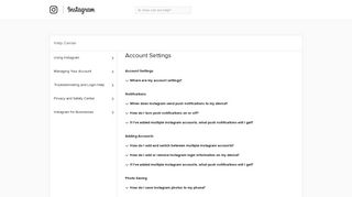 Account Settings | Instagram Help Center