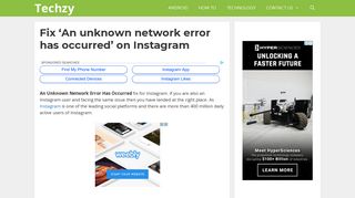Fix 'An unknown network error has occurred' on Instagram - Techzy