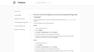 How do I link my Instagram account to a Facebook Page that I manage ...