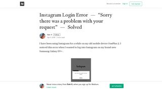 Instagram Login Error — “Sorry there was a problem with your request ...