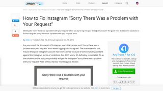 Fix Instagram “Sorry There Was a Problem with Your Request” - iMobie