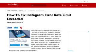 How To Fix Instagram Error Rate Limit Exceeded | Technobezz