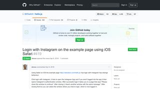 Login with Instagram on the example page using iOS Safari · Issue ...