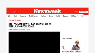 Instagram Down? 5xx Server Error Displaying For Some - Newsweek