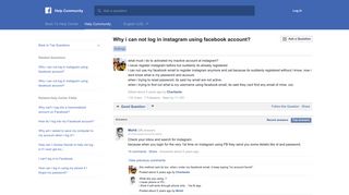 Why i can not log in instagram using facebook account? | Facebook ...