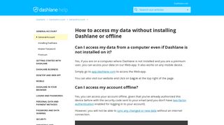 How to access my data without installing Dashlane or offline – Dashlane