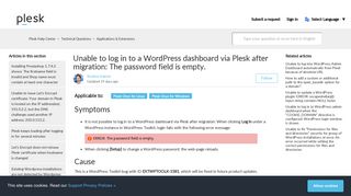 Unable to log in to a WordPress dashboard via Plesk after migration ...