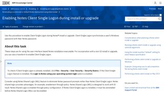 Enabling Notes Client Single Logon during install or upgrade - IBM