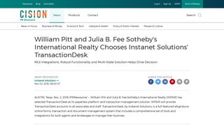 William Pitt and Julia B. Fee Sotheby's International Realty Chooses ...
