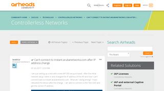 Solved: Can't connect to Instant.arubanetworks.com after IP address ...