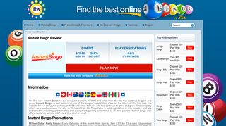 Instant Bingo | Review & Player Ratings - Exclusive $75 No Deposit ...