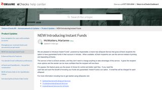 NEW Introducing Instant Funds – Deluxe eChecks ®