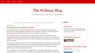The Webinar Blog: InstantPresenter Integrates PayPal