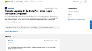 Trouble Logging In To InstaPic - Error 'Login - - Microsoft Community