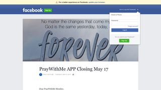 PrayWithMe APP Closing May 17 | Facebook