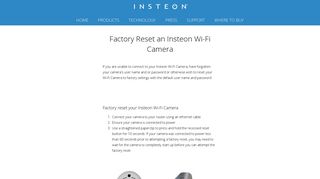 Factory Reset an Insteon Wi-Fi Camera — Insteon
