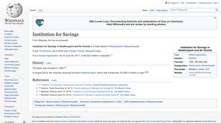 Institution for Savings - Wikipedia