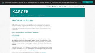 Institutional Access - Karger Publishers