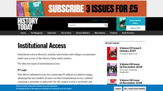 Institutional Access | History Today
