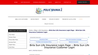 Birla Sun Life Insurance Login Page | New User Registration