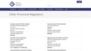 Other Provincial Regulators - Alberta Insurance Council
