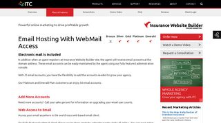 Email Hosting With WebMail Access - Insurance Website Builder Feature