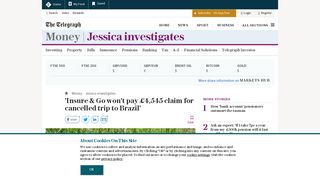 'Insure & Go won't pay £4,545 claim for cancelled trip to Brazil'