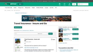 Travel Insurance - Insure and Go - Bali Message Board - TripAdvisor