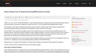InSync Named Top 10 Fastest Growing EMR Solution Provider