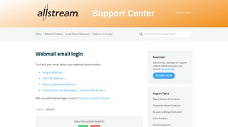 Webmail email login - Electric Lightwave - Allstream Support