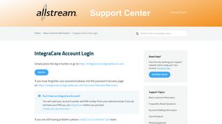 IntegraCare Account Login - Electric Lightwave - Allstream Support