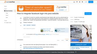 How to integrate facebook login into java website - Stack Overflow