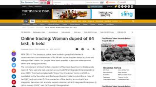 Online trading: Woman duped of 94 lakh, 6 held | Delhi News - Times ...