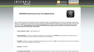 Mobile Devices - INTEGRIS Application Portal